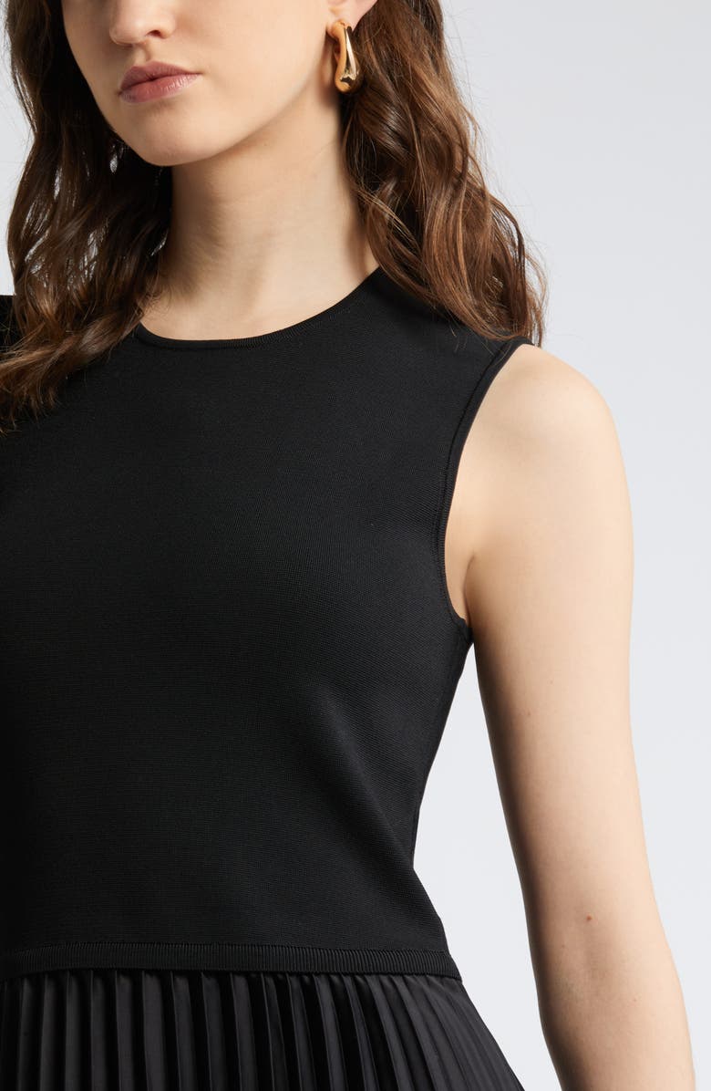 Nordstrom Pleated Mixed Media Midi Dress, Alternate, color, 