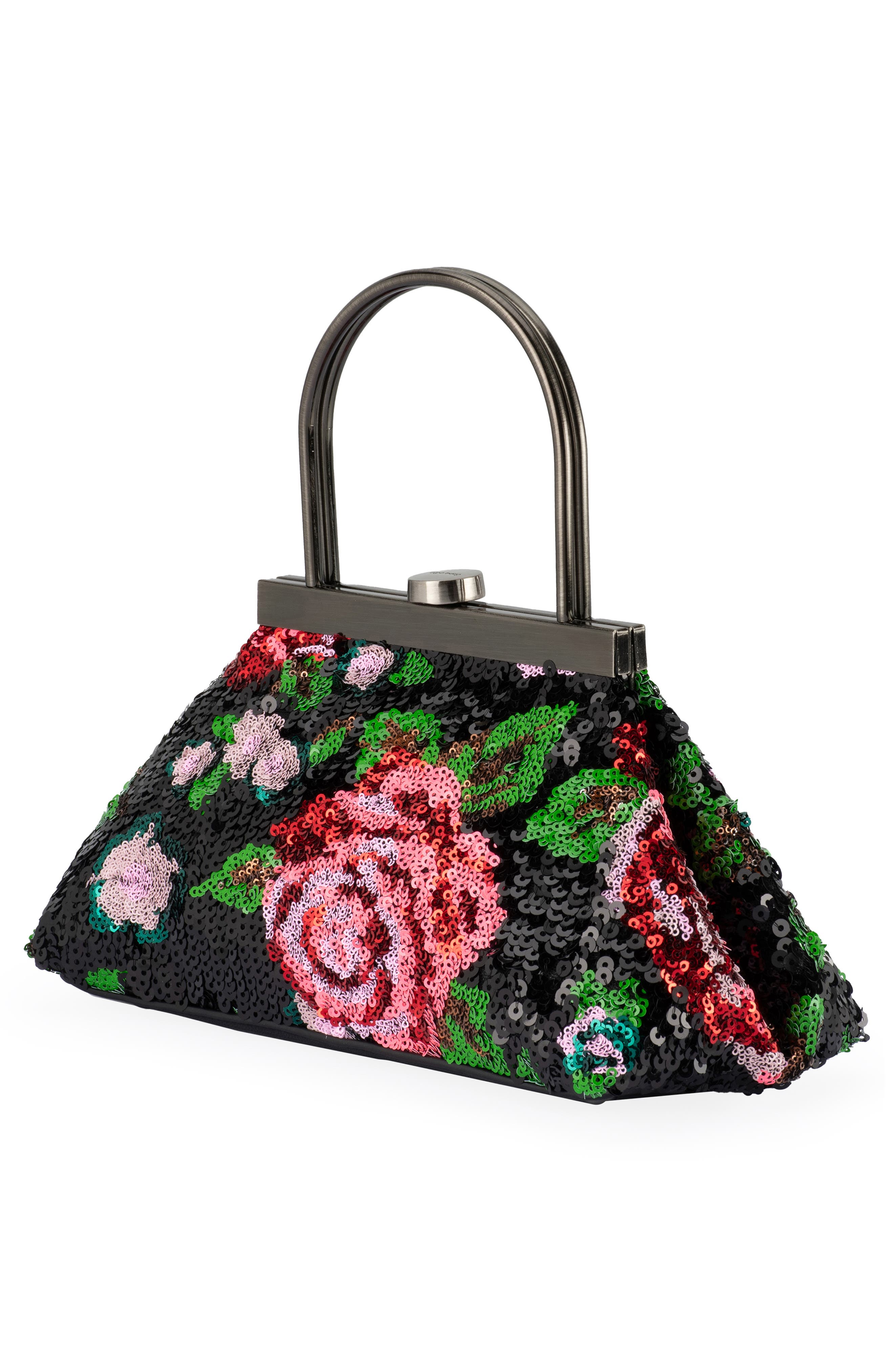 Olga Berg Audrey Sequin Top Handle Bag, Alternate, color, Black