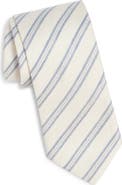 Canali Stripe Silk & Linen Tie
