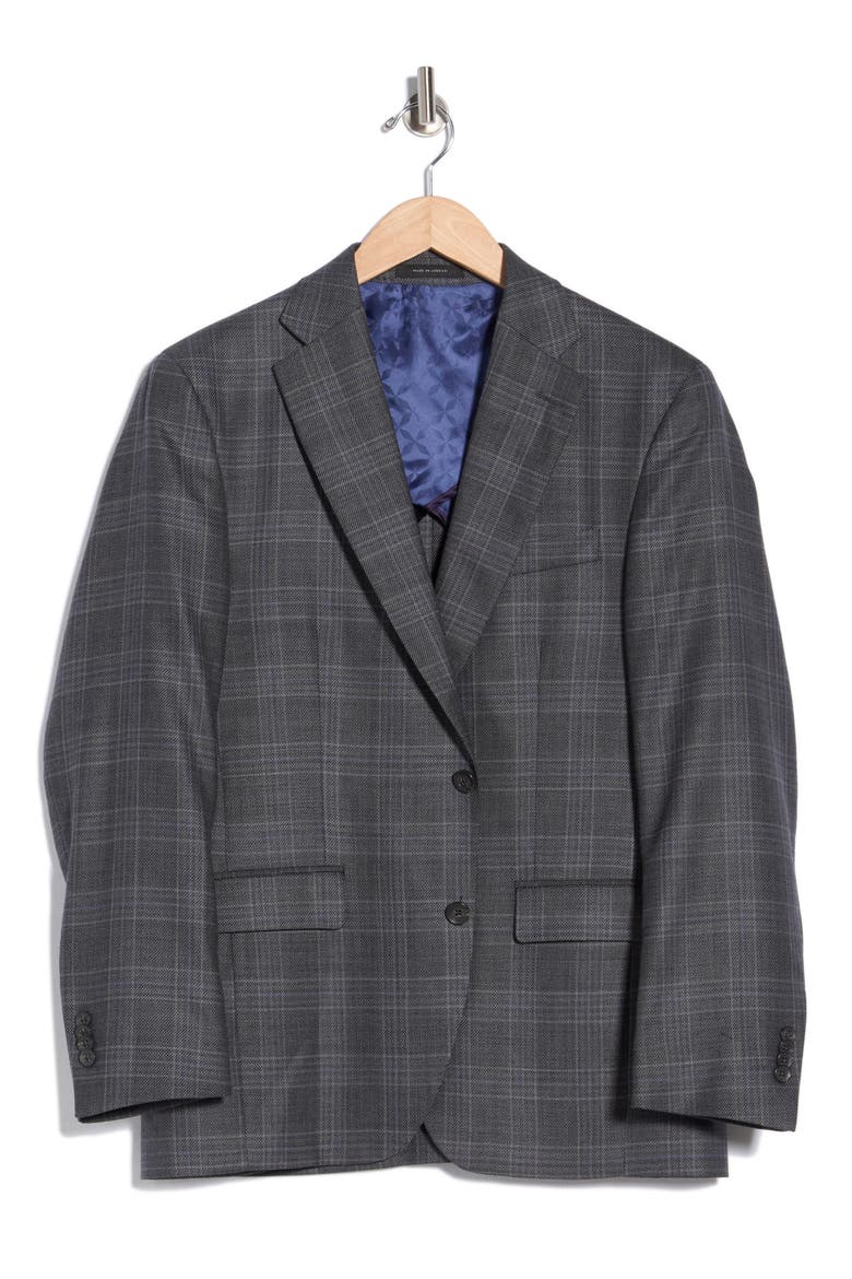 Elex Plaid Wool Sport Coat, Main, color, CHARCOAL