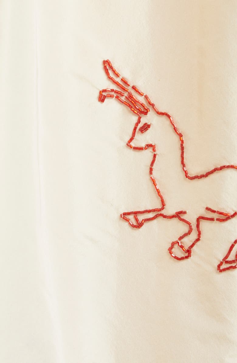 Meruert Tolegen Goat Beaded Ruffle Taffeta Coat, Alternate, color,