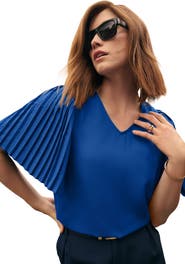 Jessica London Pleated Sleeve Georgette Blouse