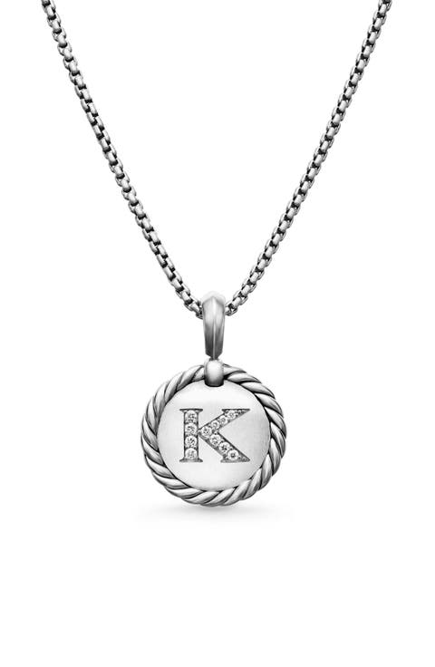 Initial Charm Necklace with Diamonds
