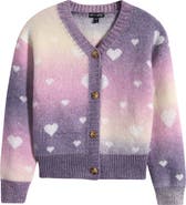 Ava & Yelly Kids' Heart Ombré Button Cardigan