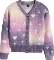 Ava & Yelly Kids' Heart Ombré Button Cardigan