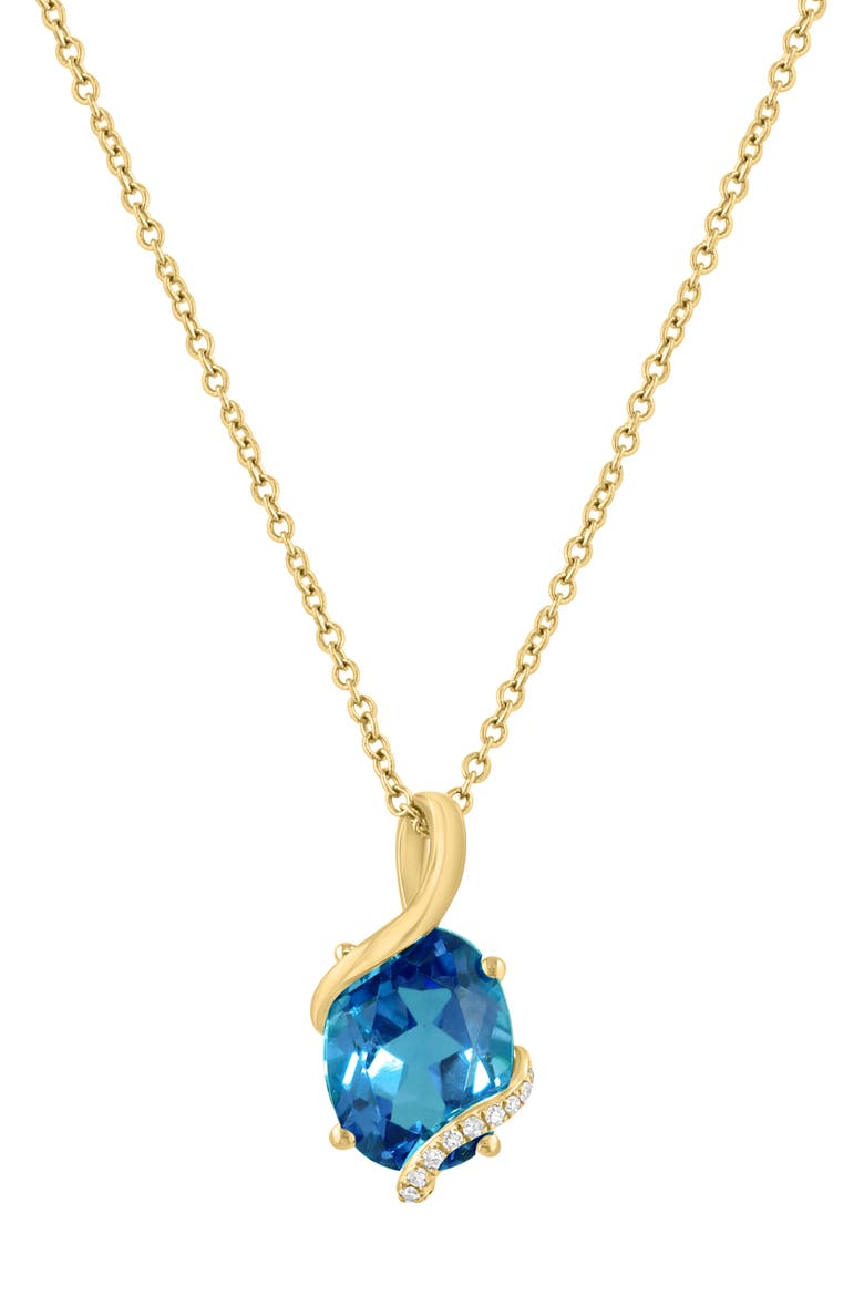 Oval London Blue Topaz & Diamond Pendant Necklace, Alternate, color, BLUE