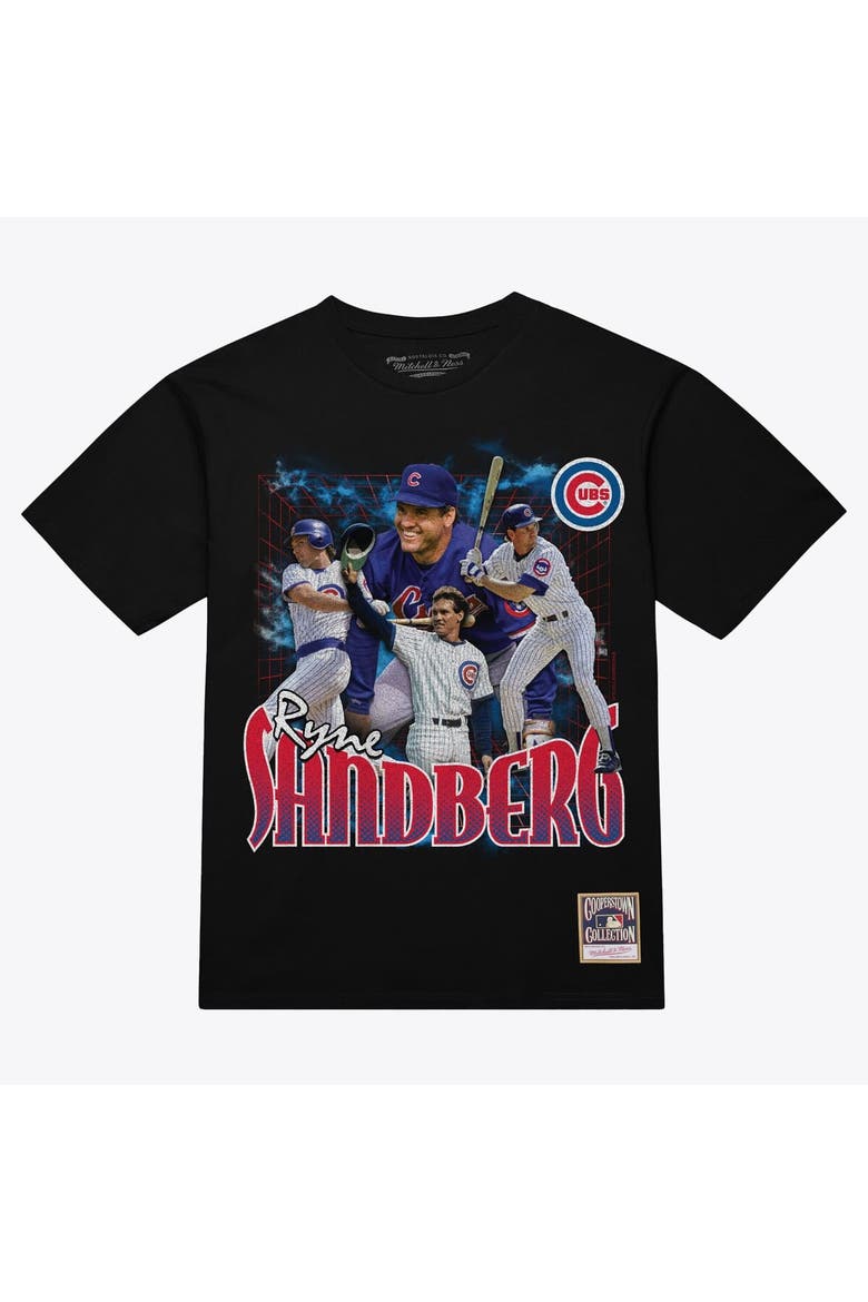 Men's Mitchell & Ness Ryne Sandberg Black Chicago Cubs Legendary Collage Player T-Shirt, Main, color, Black