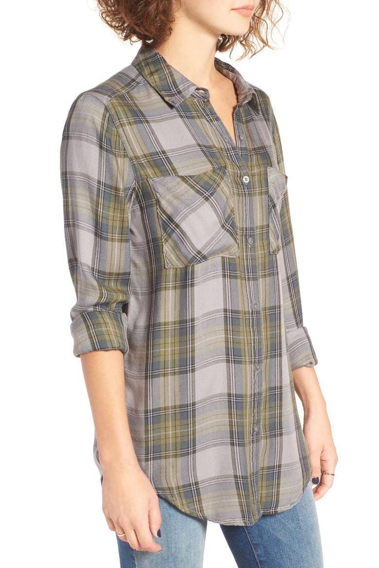 Plaid Tunic Shirt, Alternate, color, GREY CLOUDBURST CAMP PLAID