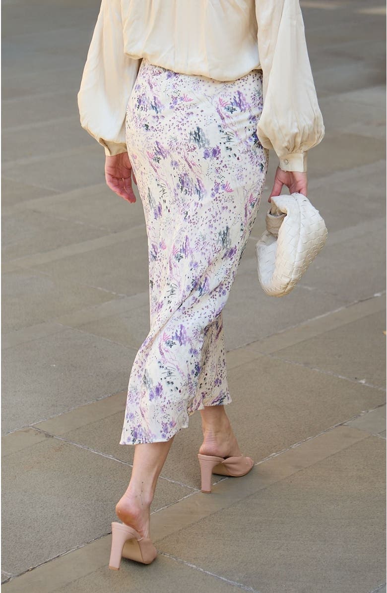 LILY AND LIONEL Saint Lace Insert Wonderland Print Midi Skirt, Alternate, color, Purple