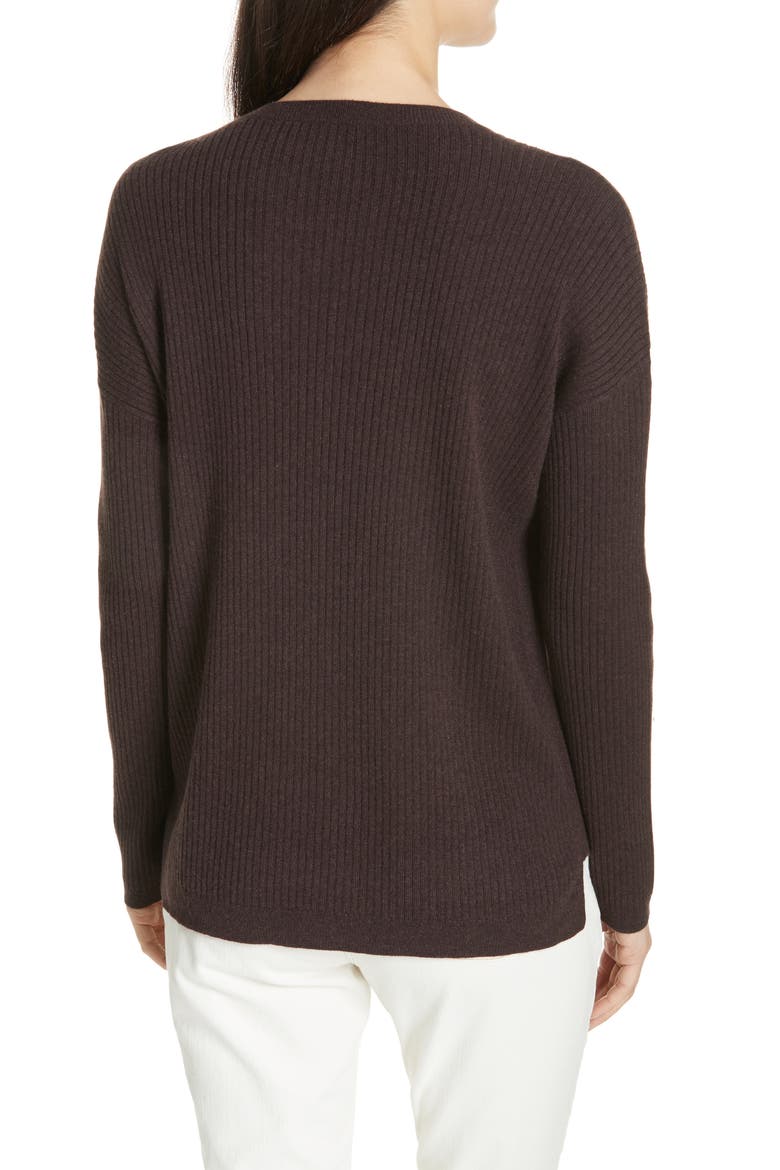 Boxy Ribbed Cashmere Sweater, Alternate, color, CLOVE