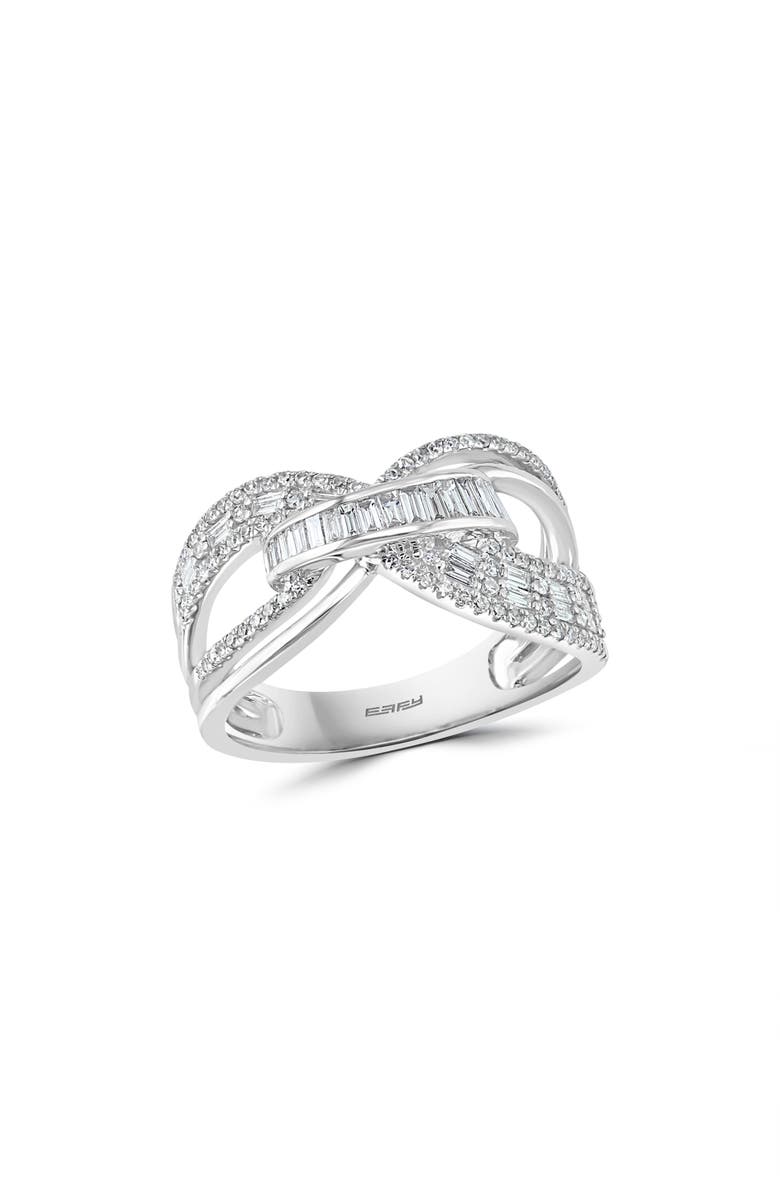 EFFY 14K White Gold Baguette & Round Diamond Band Ring - 0.75ct., Main, color, 