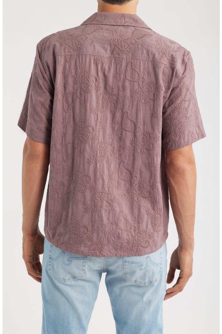 Paisley Embroidered Cotton Camp Shirt, Alternate, color, PURPLE