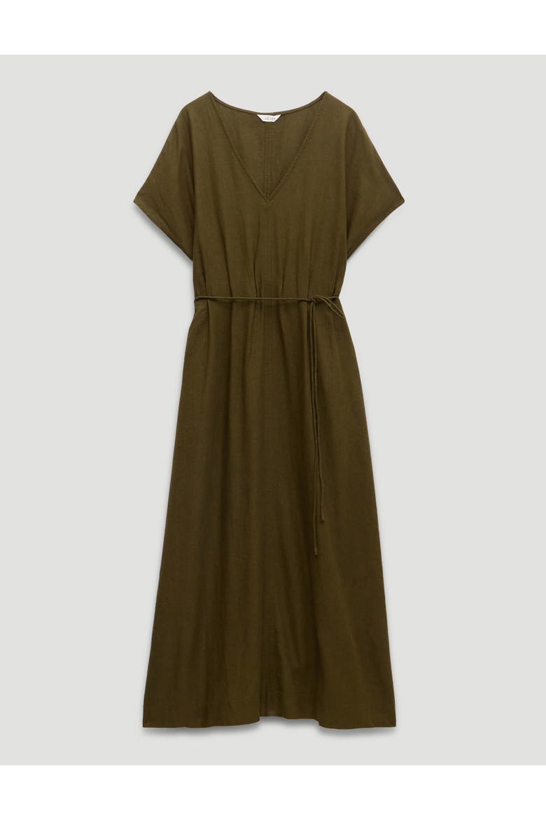 Remy Pleated Linen Blend Midi Dress, Alternate, color, Olive Green