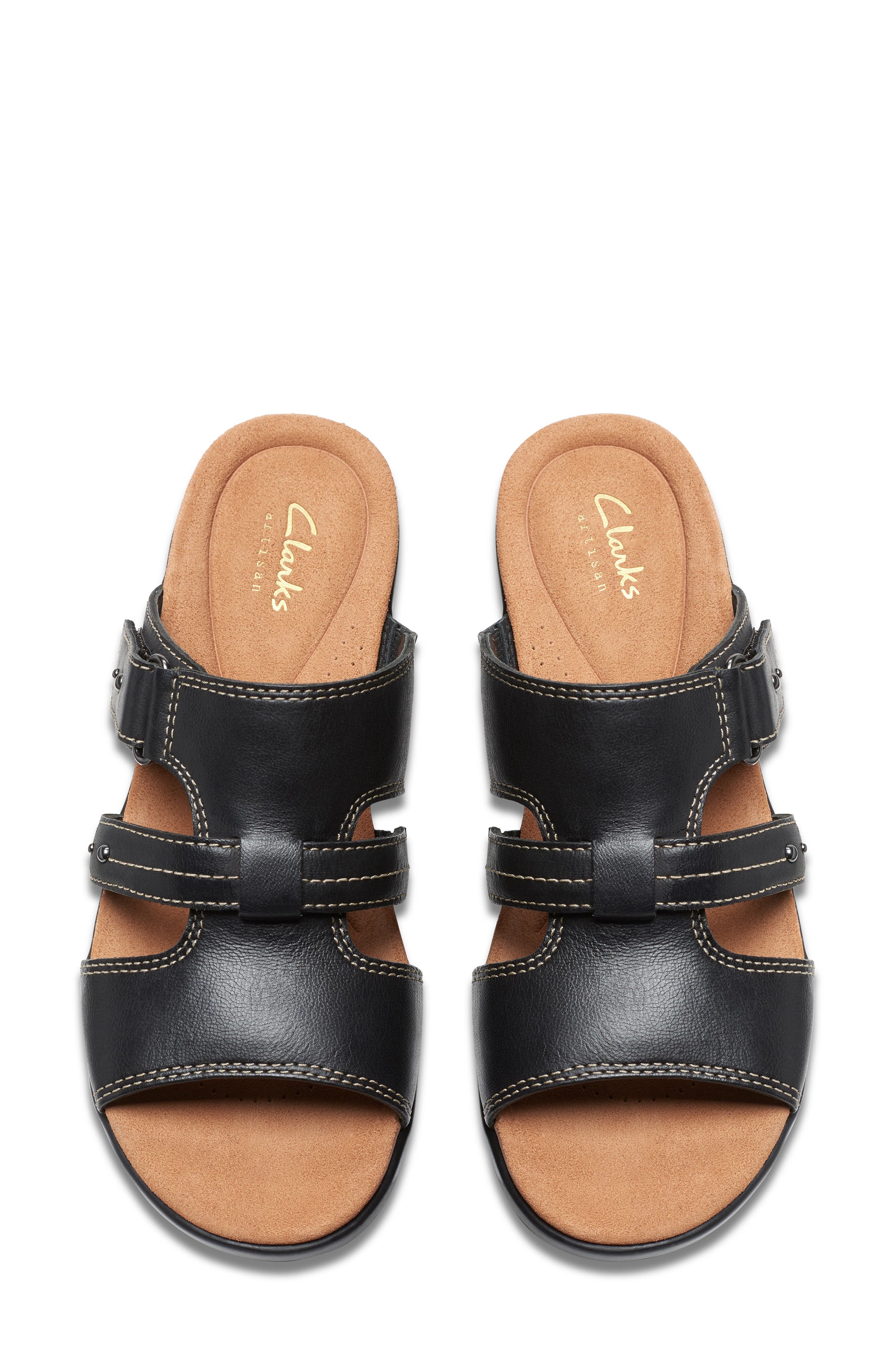 Clarks<sup>®</sup> Tuleah Jane Slide Sandal, Alternate, color, Black Leather