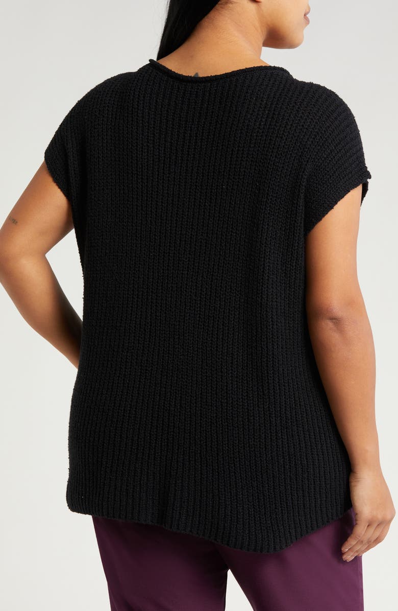 Eileen Fisher Ballet Neck Cap Sleeve Organic Cotton Sweater, Alternate, color, 