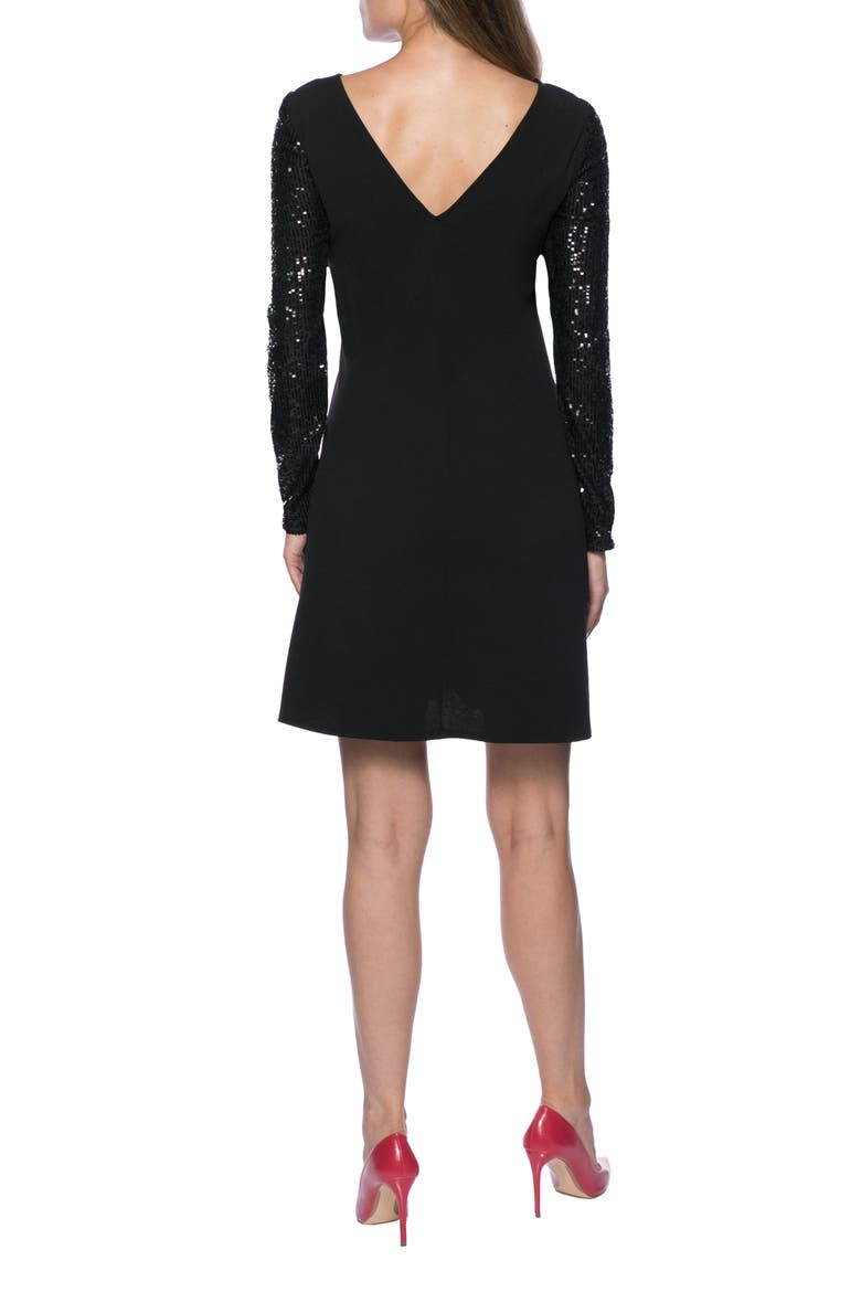 Sequin Long Sleeve Shift Dress, Alternate, color, BLACK