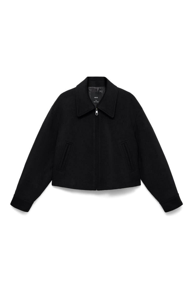 Wool Blend Crop Jacket, Main, color, BLACK