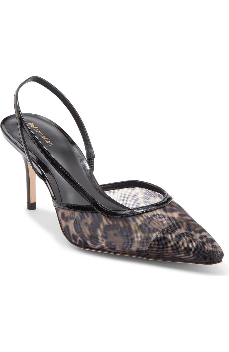 Reformation Whitnee Slingback Pump, Main, color, Leopard Mesh