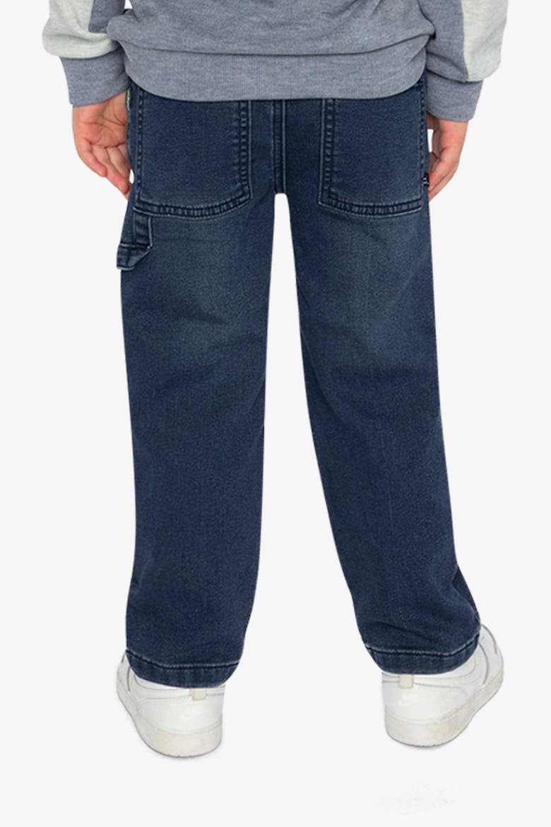 French Terry Cargo Pocket Drawstring Denim Pants, Alternate, color, Navy Blue Denim