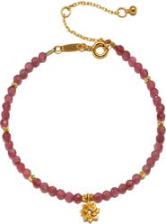 Satya Jewelry Pink Tourmaline Lotus October Birthstone Bracelet
