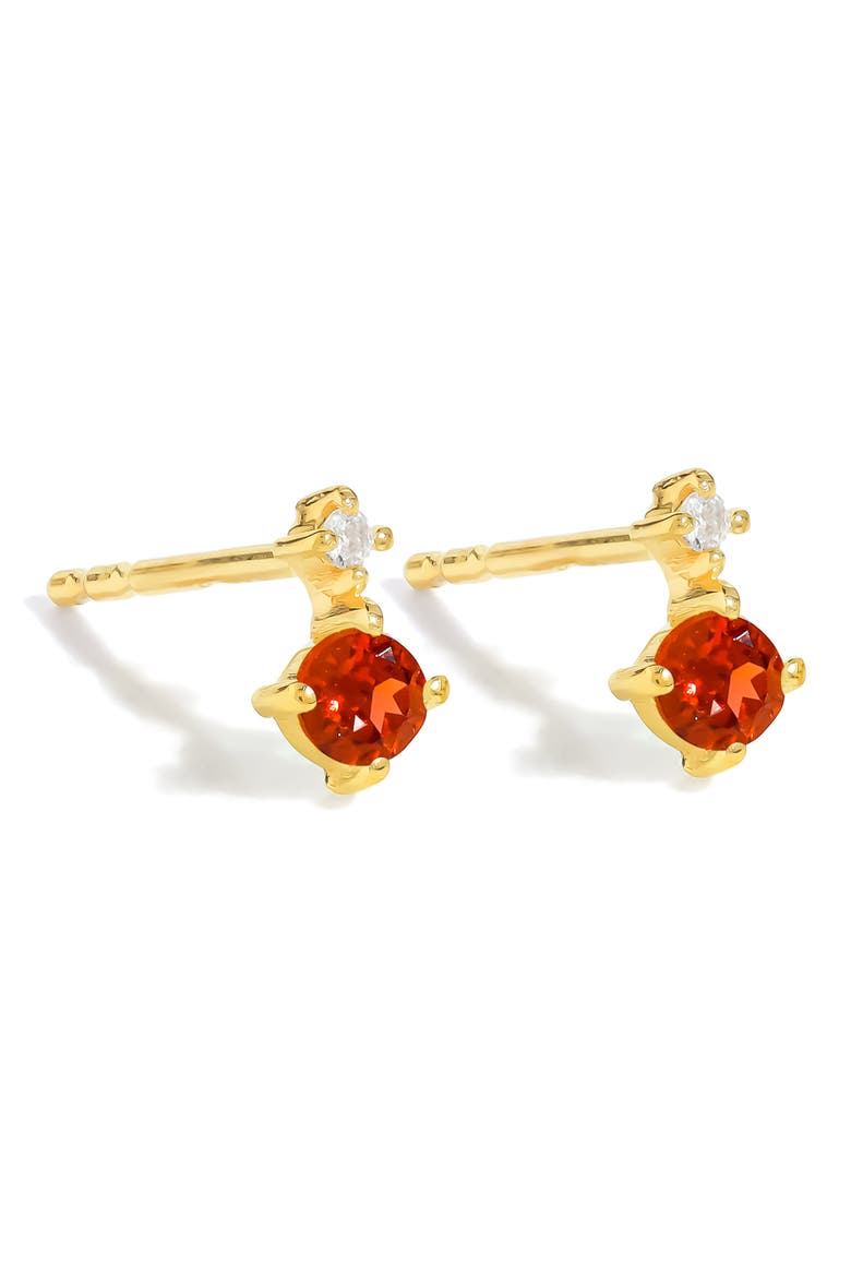 Emerald & White Topaz Double Drop Earrings, Main, color, RED