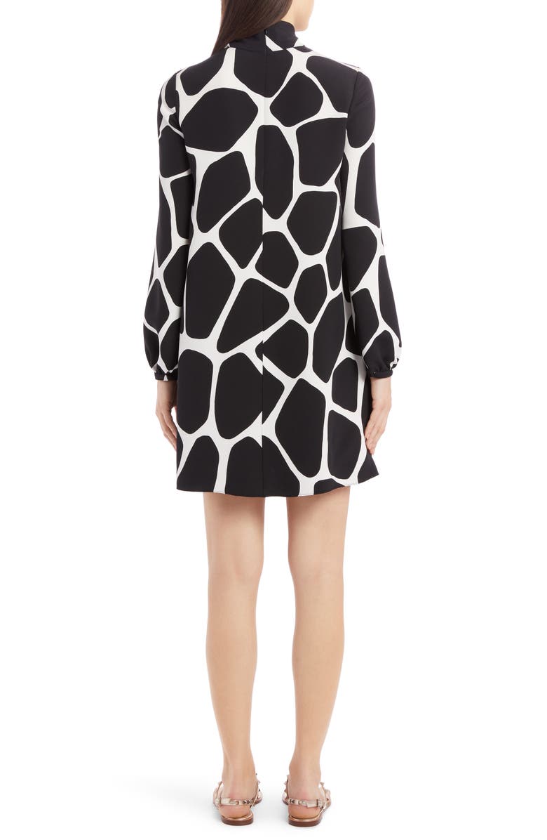 Valentino Giraffe Print Long Sleeve Silk Minidress, Alternate, color, 