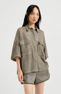 Brunello Cucinelli Sparkling leather net shirt