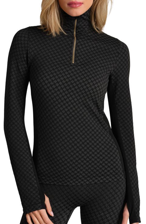 Houndstooth Seamless Half-Zip Pullover