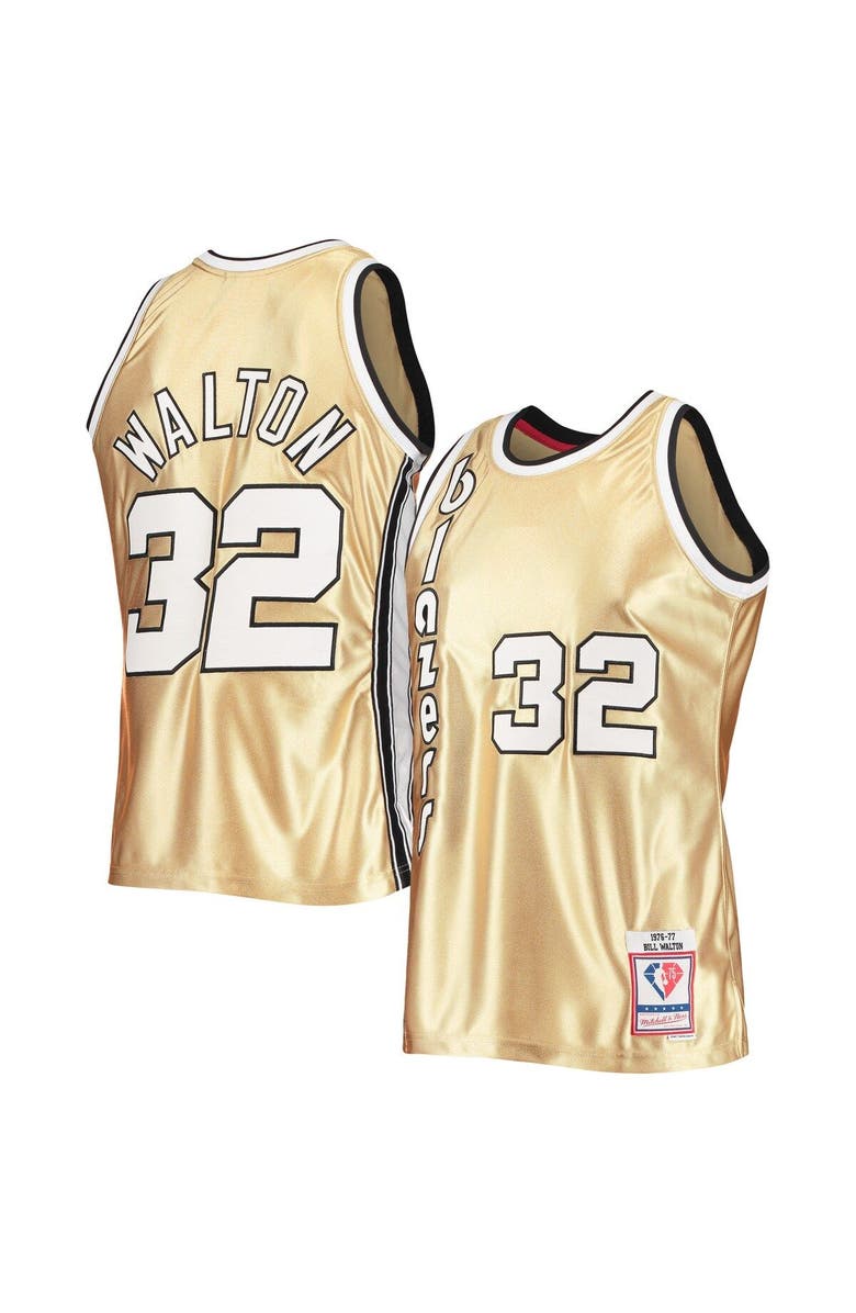 Mitchell & Ness Men's Mitchell & Ness Bill Walton Gold Portland Trail Blazers 75th Anniversary 1976/77 Hardwood Classics Swingman Jersey, Alternate, color, 
