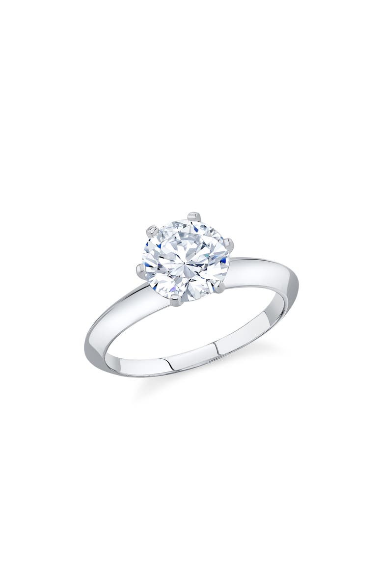 Crislu Brilliant Cut Cubic Zirconia Solitaire Ring, Main, color, Pure Platinum/ Clear Stone