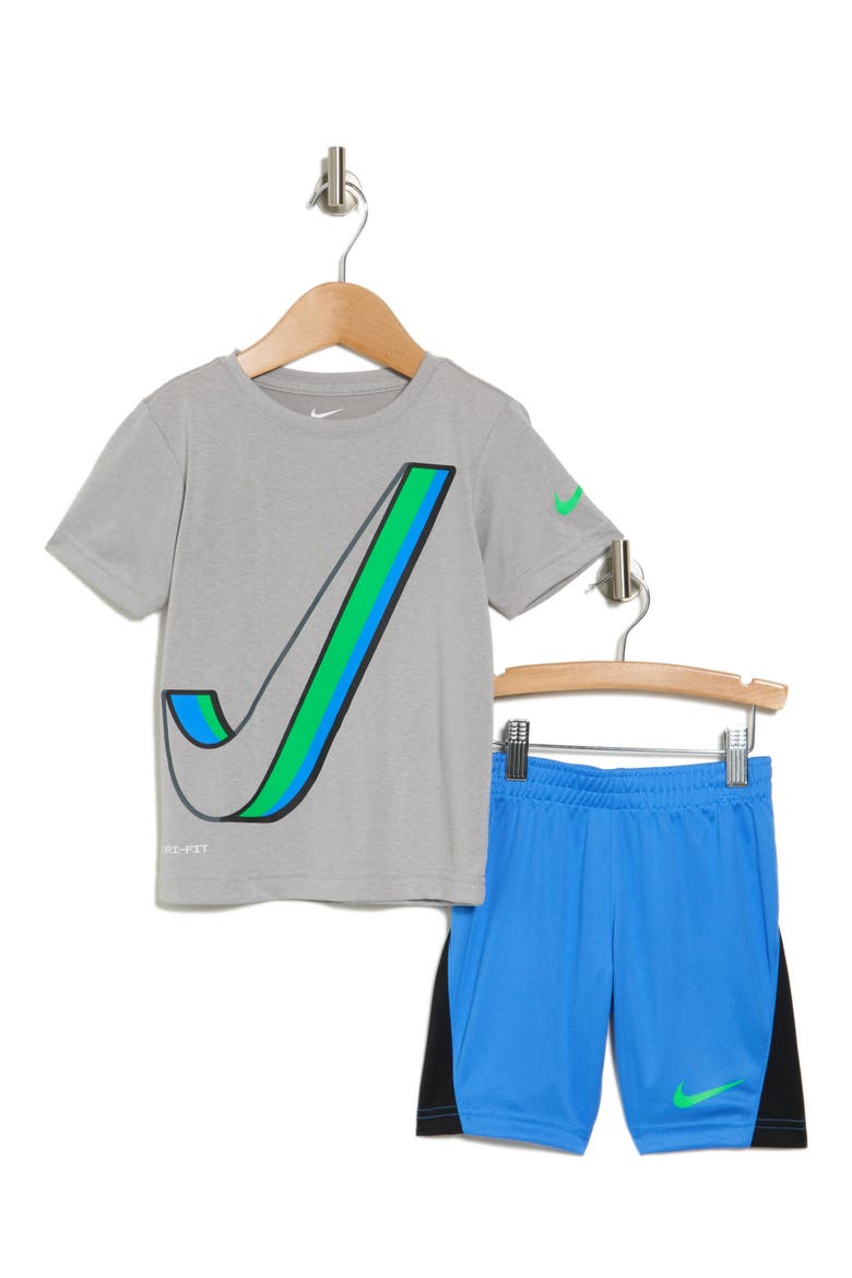 Dri-FIT T-Shirt & Shorts 2-Piece Set, Main, color, BLUE GREY