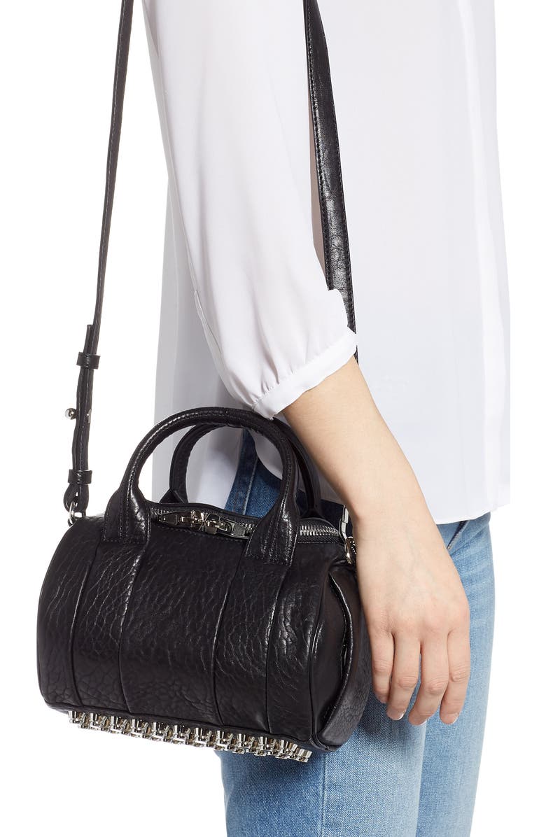 Alexander Wang Mini Rockie - Nickel Lambskin Leather Satchel, Alternate, color,