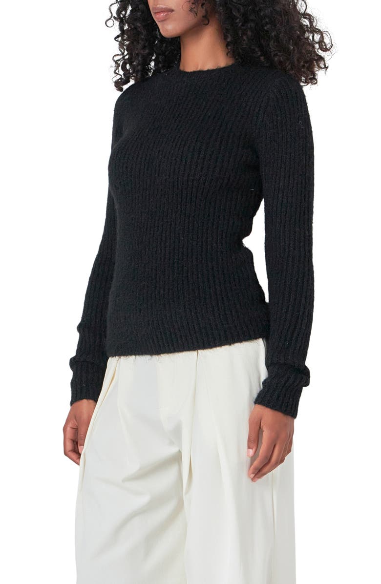 Endless Rose Rib Crewneck Sweater, Alternate, color, Black