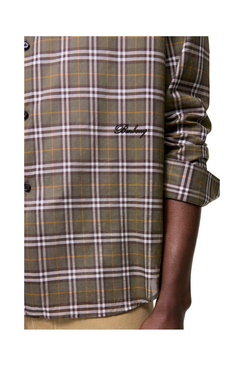 Relaxed Fit Check Cotton Shirt, Alternate, color, Finch brown