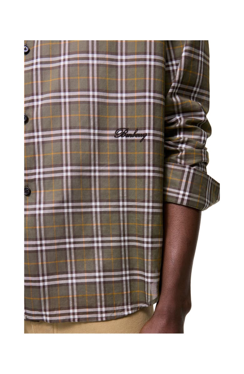 Burberry Relaxed Fit Check Cotton Shirt, Alternate, color, Finch Brown