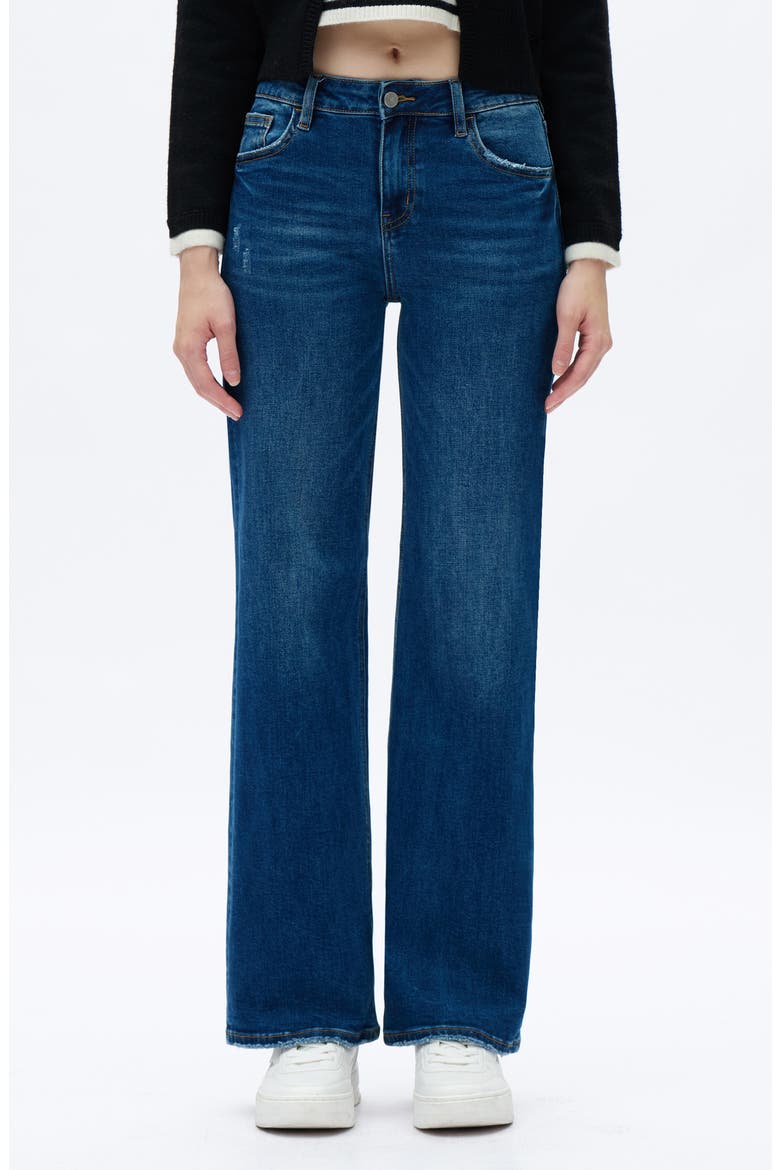 Mid Rise Wide Leg Jeans, Main, color, DARK BLUE
