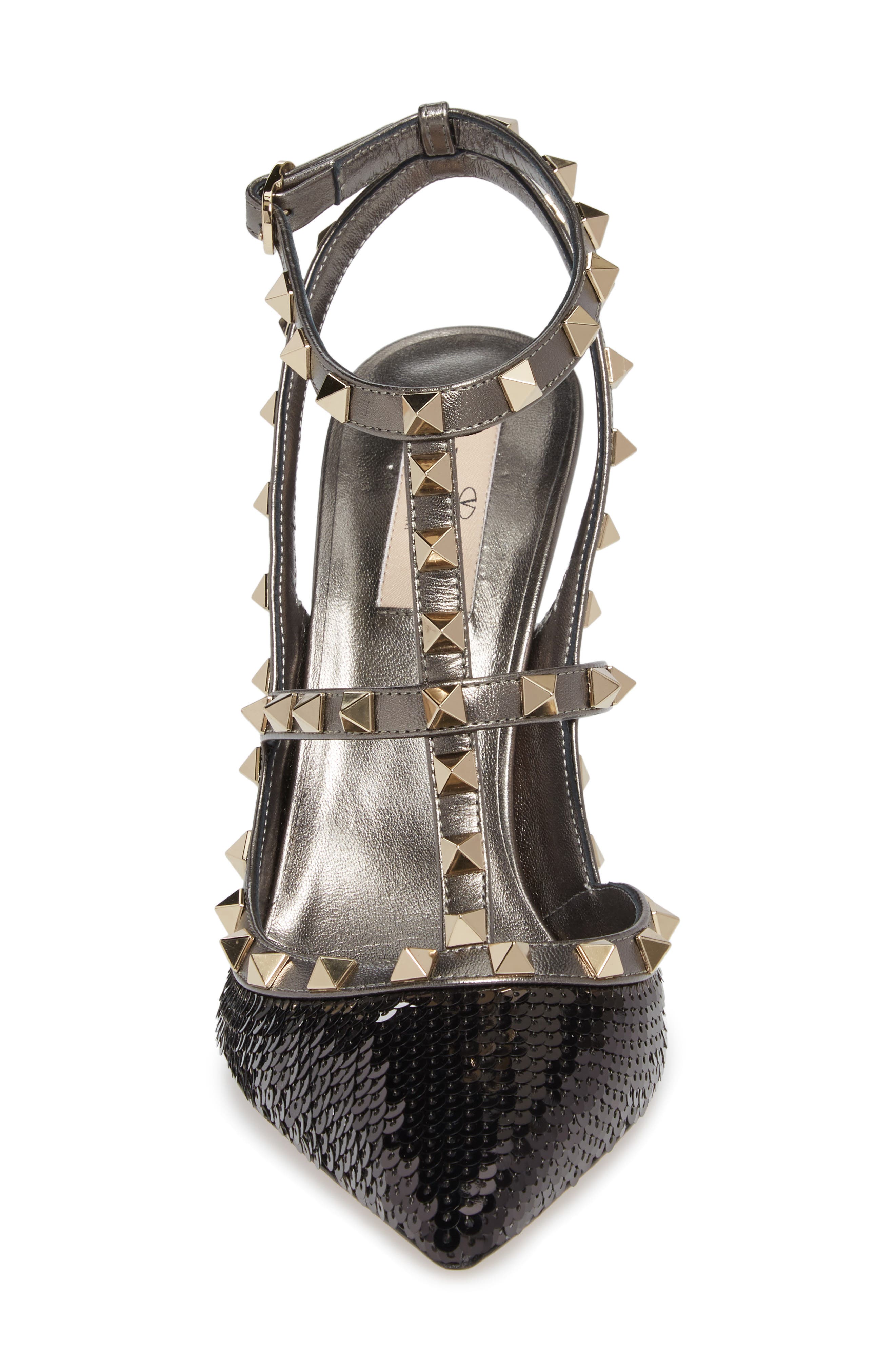 Valentino Garavani Rockstud Sequin T-Strap Pump, Alternate, color, 