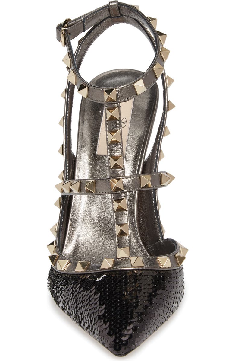Valentino Garavani Rockstud Sequin T-Strap Pump, Alternate, color,