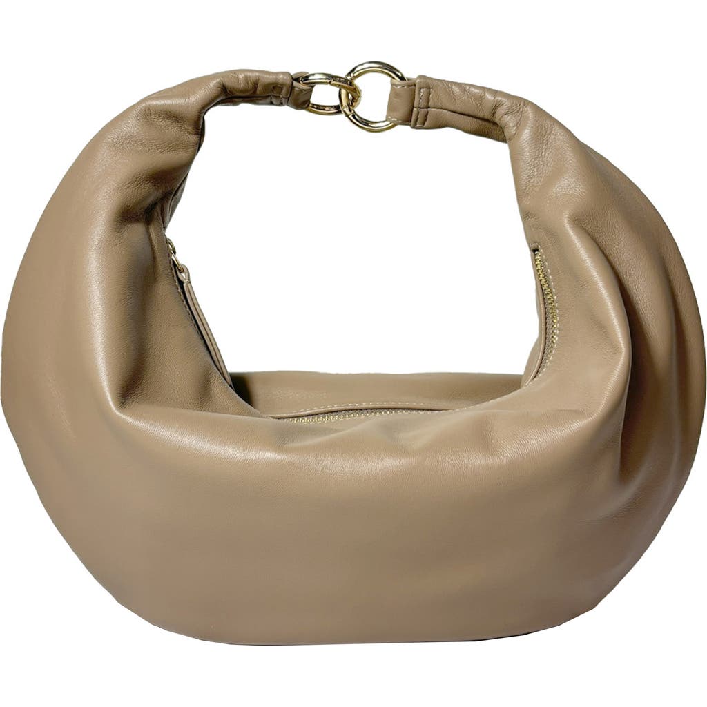 Shop Hyer Goods Leather Convertible Hobo Ring Bag In Taupe