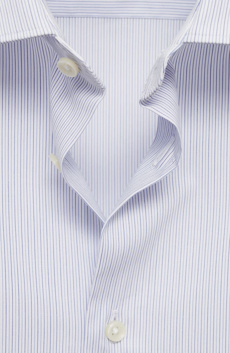 MANGO Slim Fit Pinstripe Stretch Cotton Button-Up Shirt, Alternate, color, White