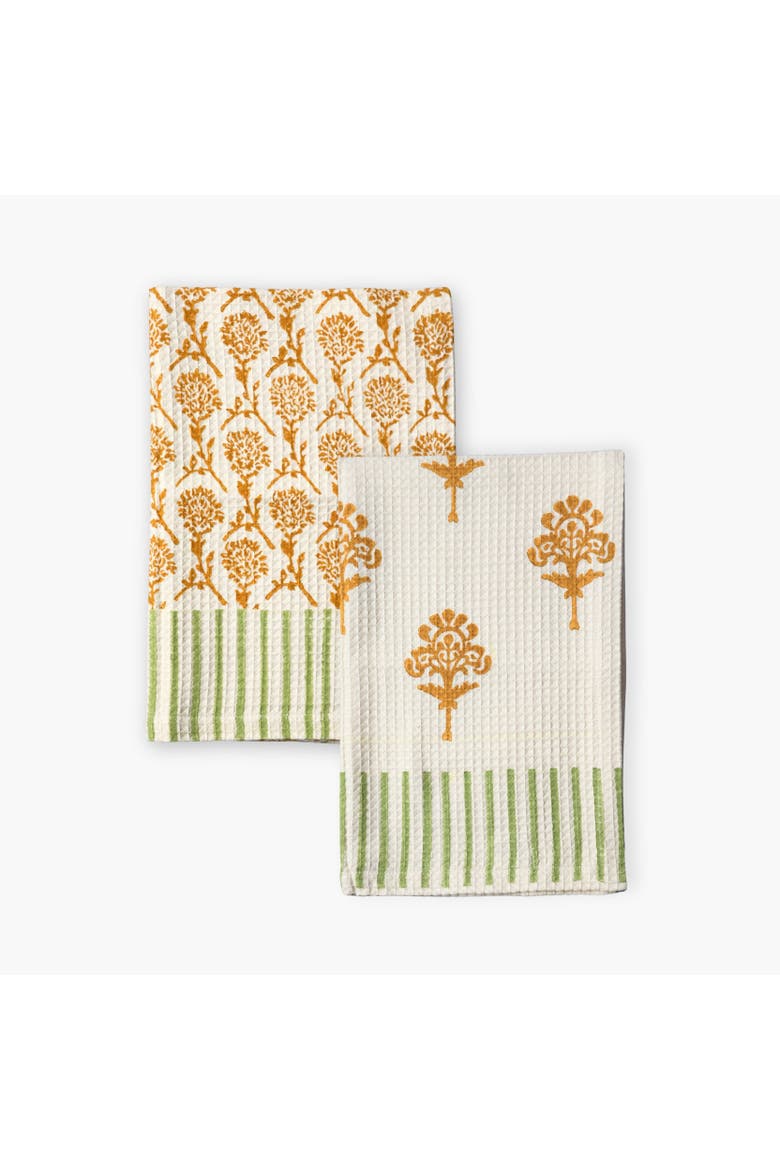 Nikhar Harmony Cotton Waffle Kitchen Towels - Mixed Set of 2, Main, color, Multi-color