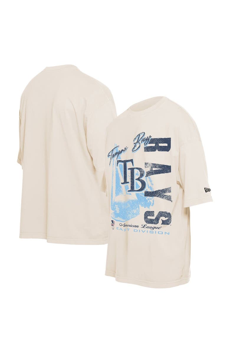 New Era Men's New Era Cream Tampa Bay Rays Cooperstown Collection Oversized Throwback Distressed T-Shirt, Main, color, Cream