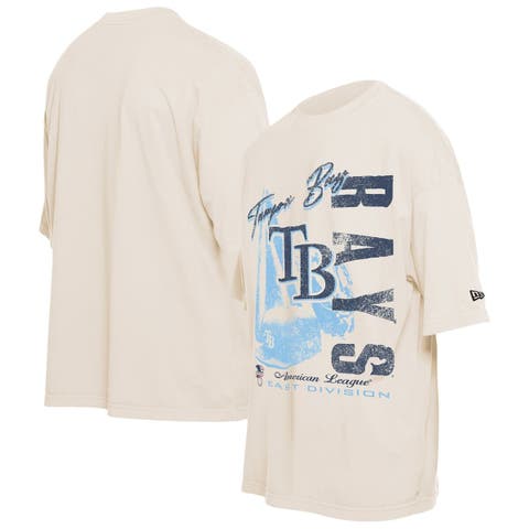 Men's New Era Cream Tampa Bay Rays Cooperstown Collection Oversized Throwback Distressed T-Shirt