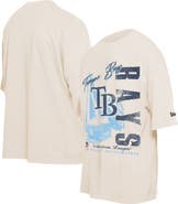 New Era Men's New Era Cream Tampa Bay Rays Cooperstown Collection Oversized Throwback Distressed T-Shirt