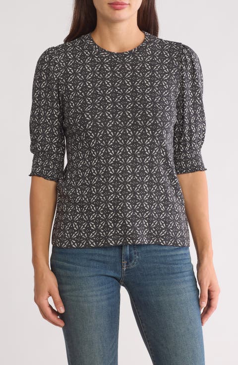 Pointelle Short Sleeve Top