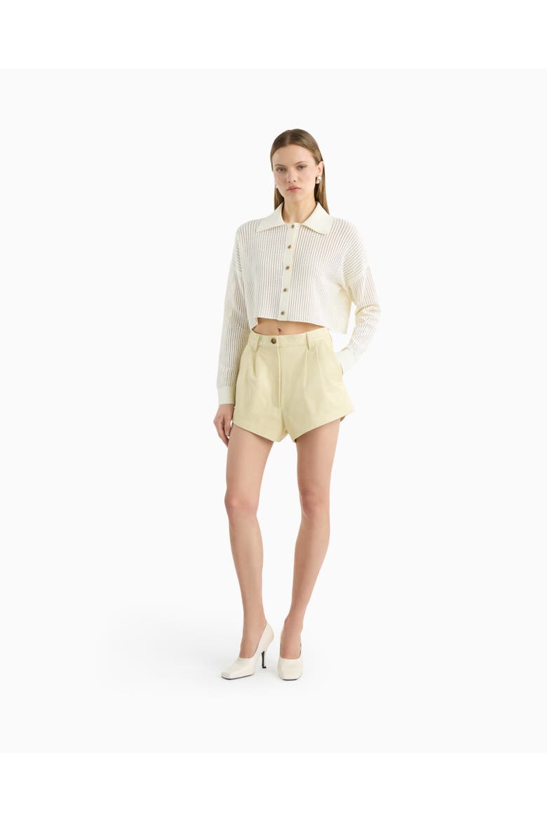 Emma leather shorts in butter yellow, Main, color, Butter Yellow