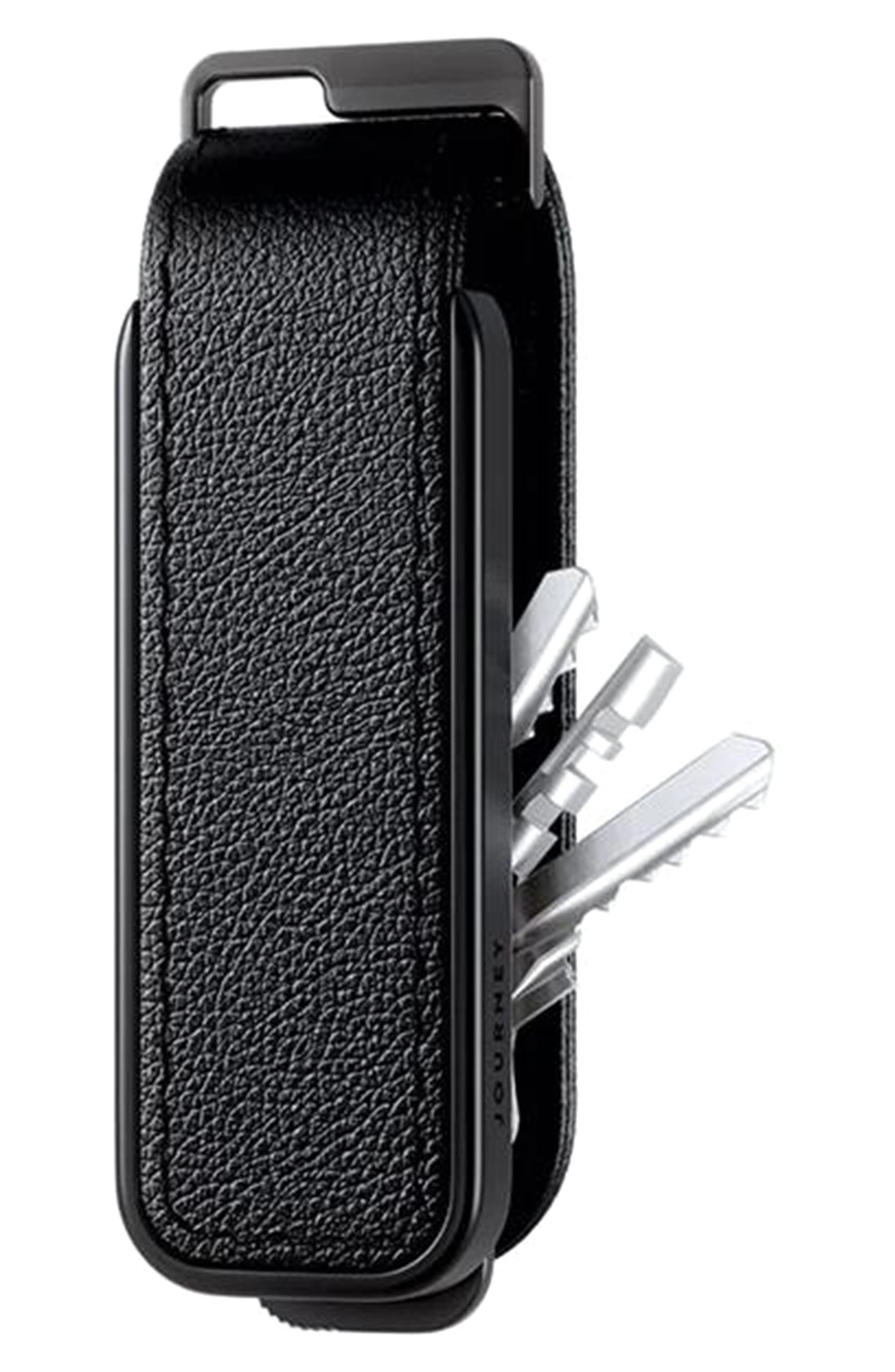 JOURNEY LOC8 Trackable Leather Key Organizer in Black 