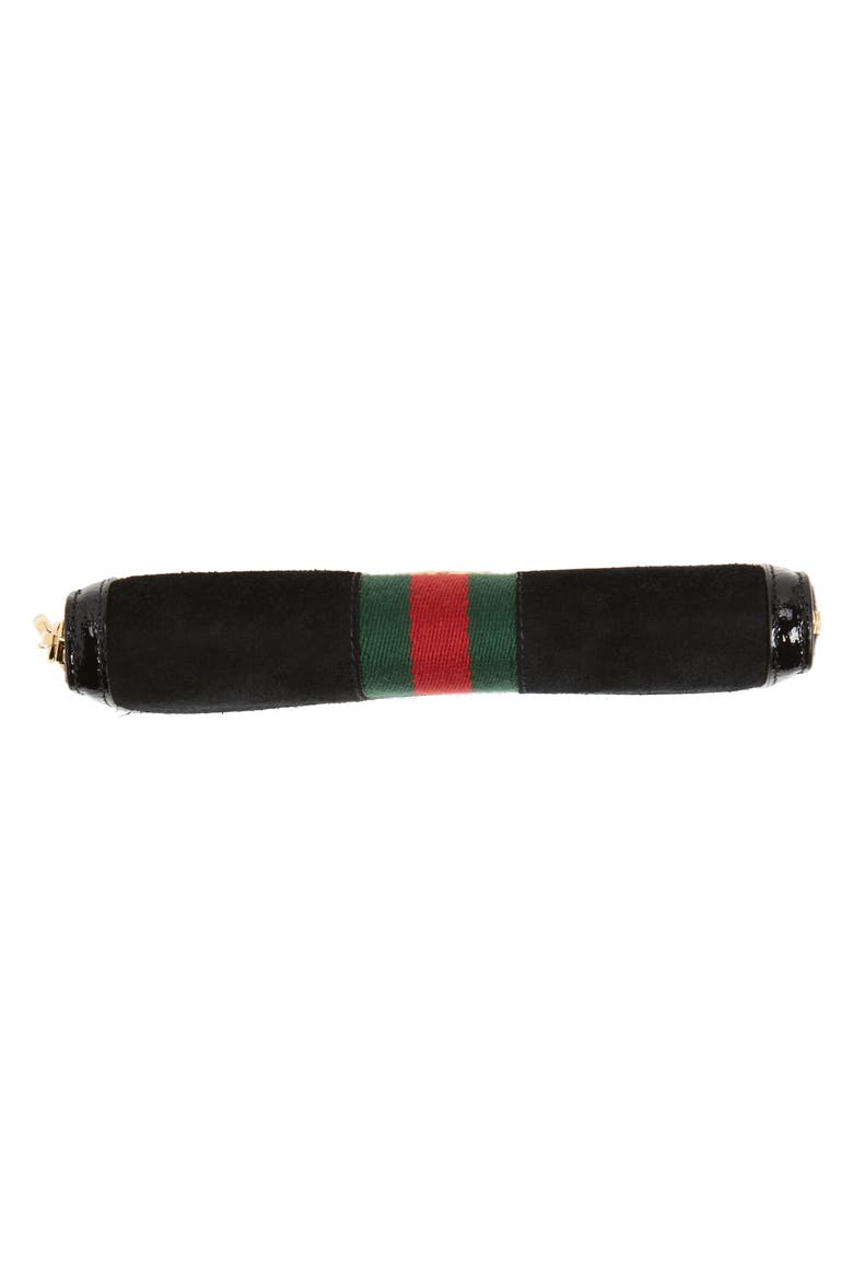 Ophidia Suede Zip-Around Wallet, Alternate, color, NERO/ NERO/ VERT RED VERT