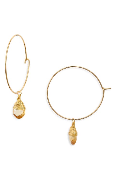 Georgia Semiprecious Stone Drop Hoop Earrings