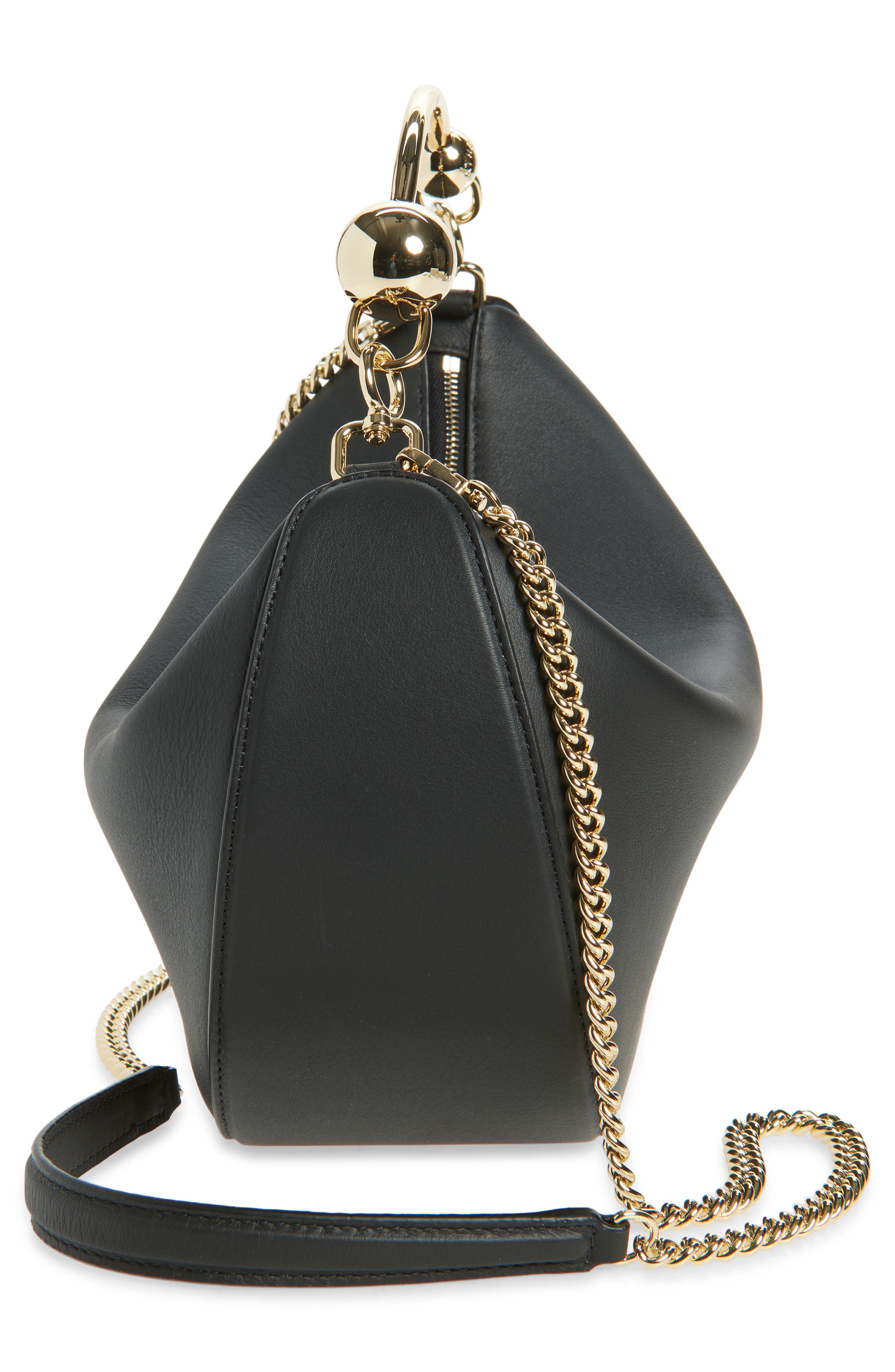 Strathberry Crescent Moon Leather Shoulder Bag, Alternate, color, Black